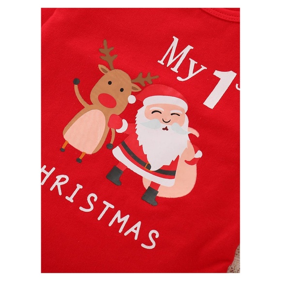 Red Onsie Romper 1st Christmas Baby Boy Girl - Picture 6 of 8